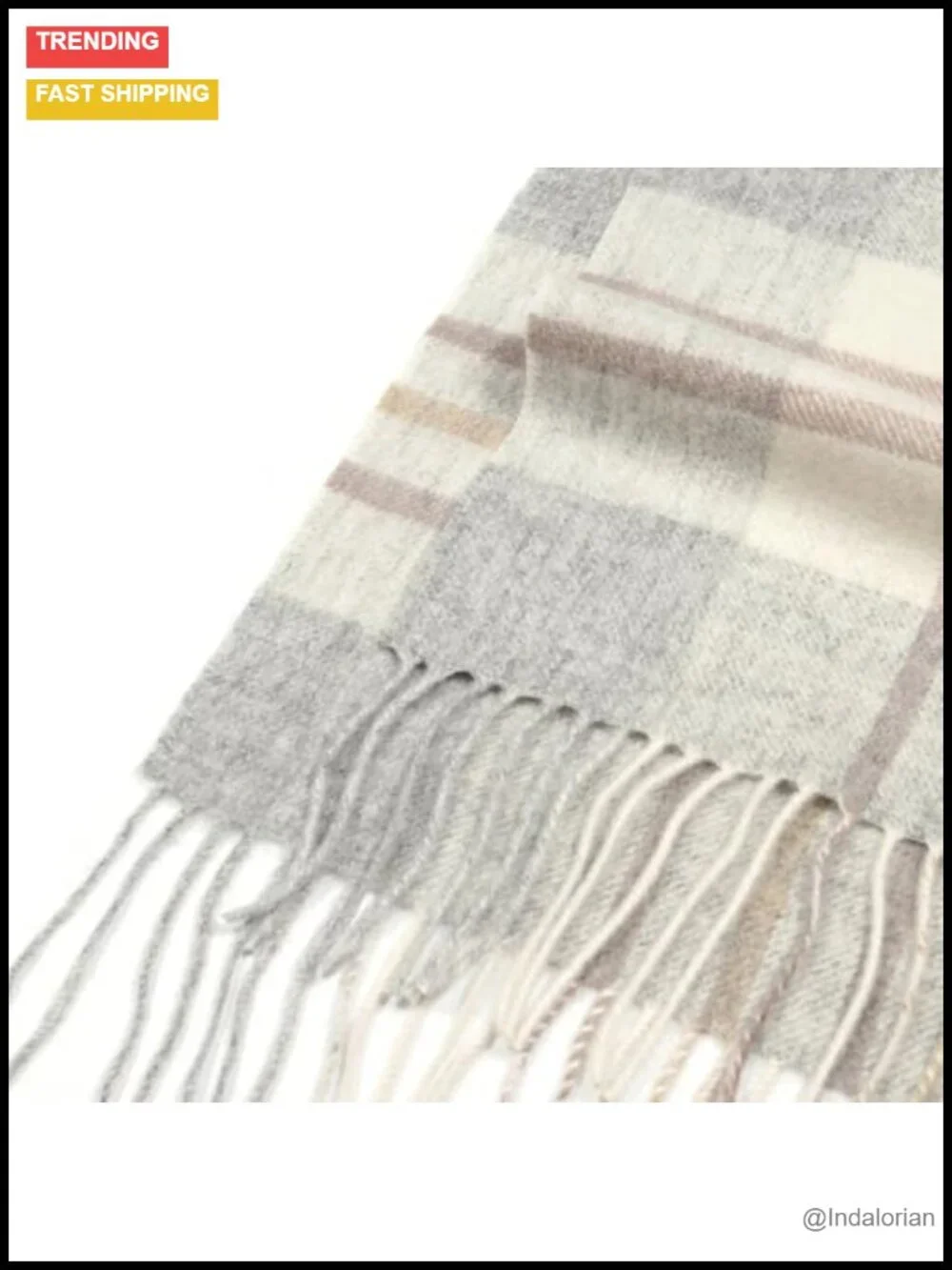 100% Wool Plaid Scarf with Tassels, Unisex Winter Neck Wrap Shawl